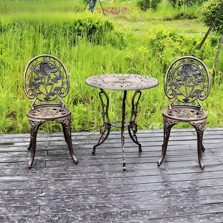 Round Cast Aluminum Patio Table And Chairs high quality